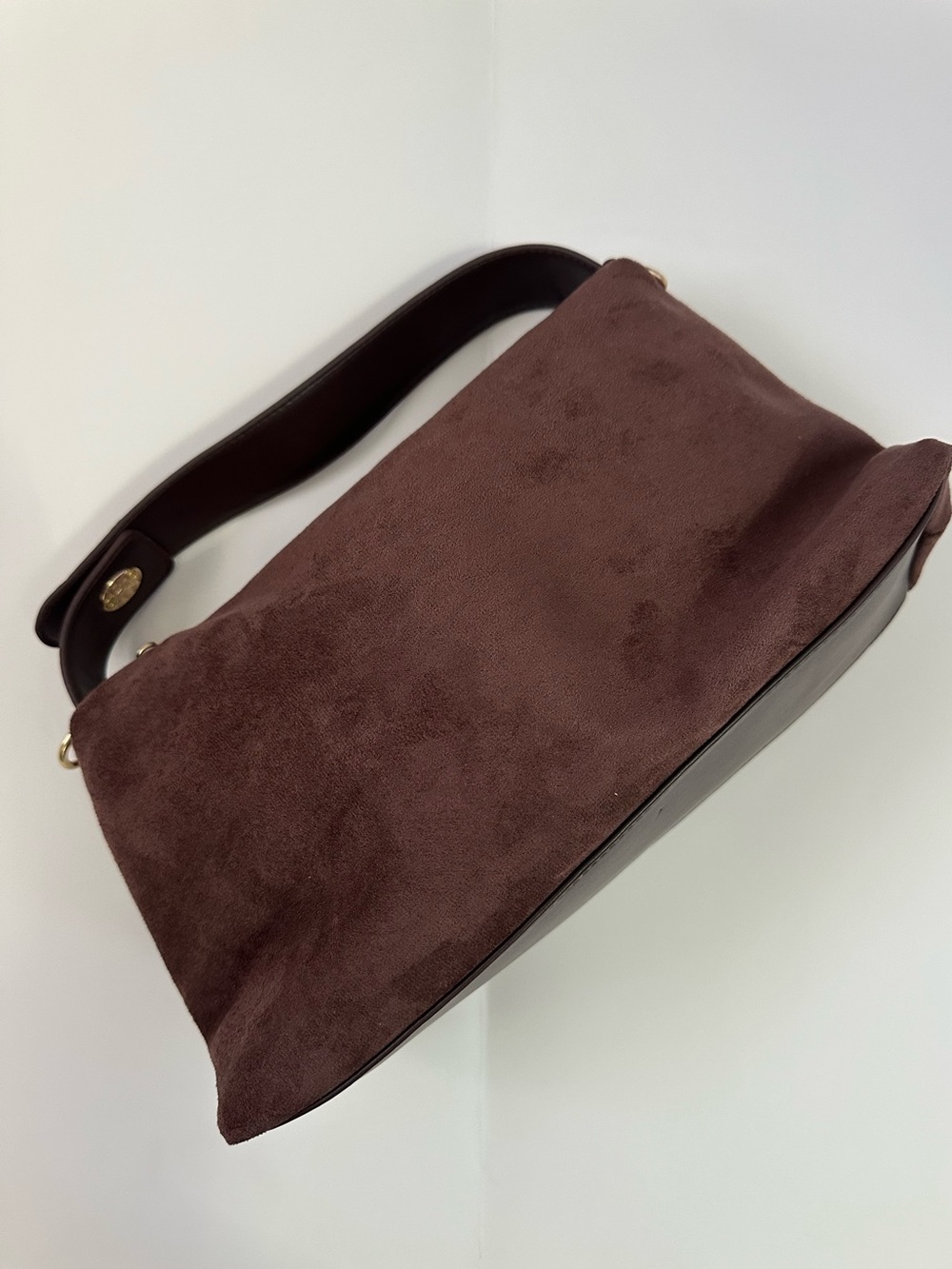 Chocolate Brown Suede Shoulder Bag